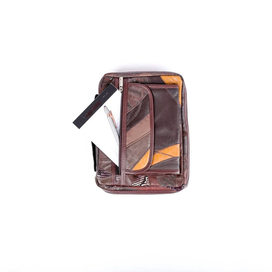 Bible Cover – Patchwork Leather – Brown – Large