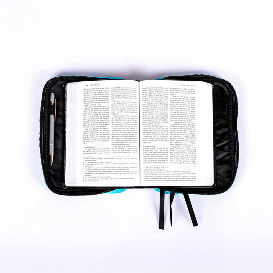 Colorful Sky Canvas Bible Cover | Blue/Black Christian Carrying Case | Multiple Sizes