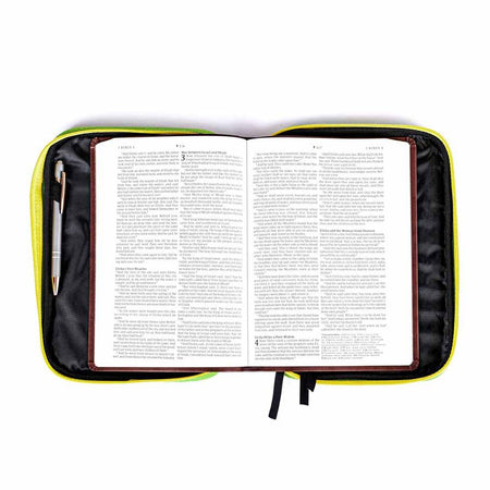 BIBLE COVER CANVAS COLORFUL GREEN/YELLOW M