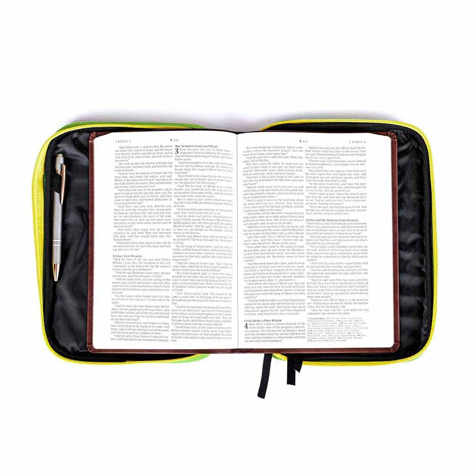 BIBLE COVER CANVAS COLORFUL GREEN/YELLOW L