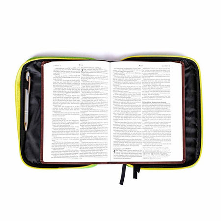 BIBLE COVER CANVAS COLORFUL GREEN/YELLOW L