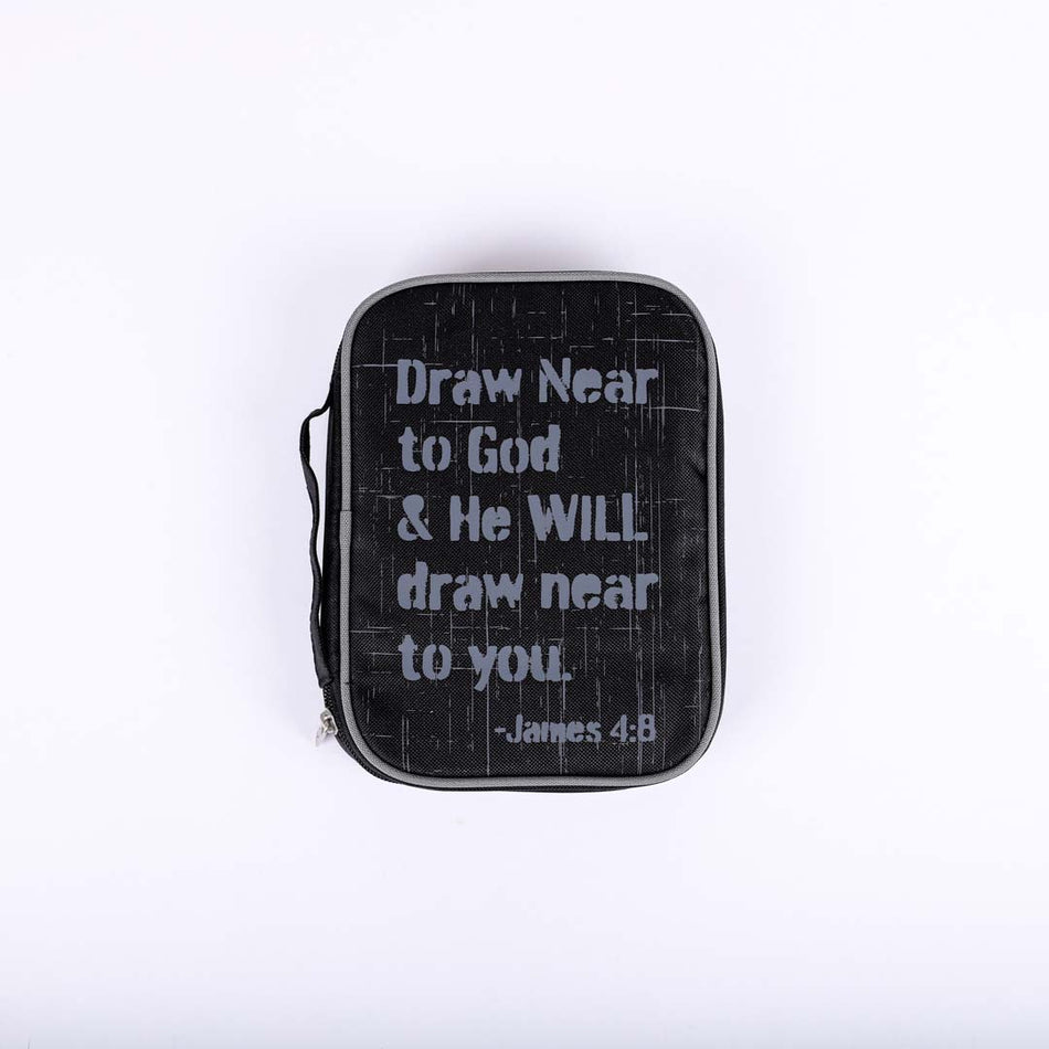 Draw Near to God Canvas Bible Cover | Christian Scripture Carrying Case | Multiple Sizes