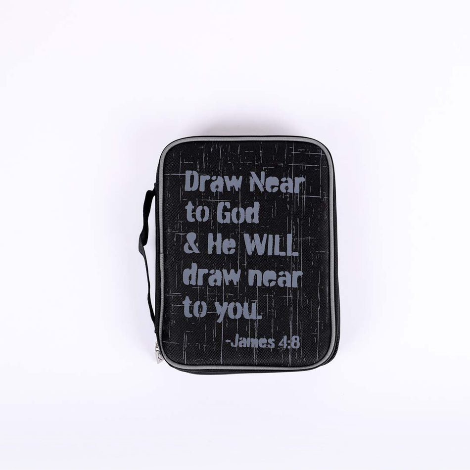 Draw Near to God Canvas Bible Cover - Christian Scripture Carrying Case - Multiple Sizes, product view 2