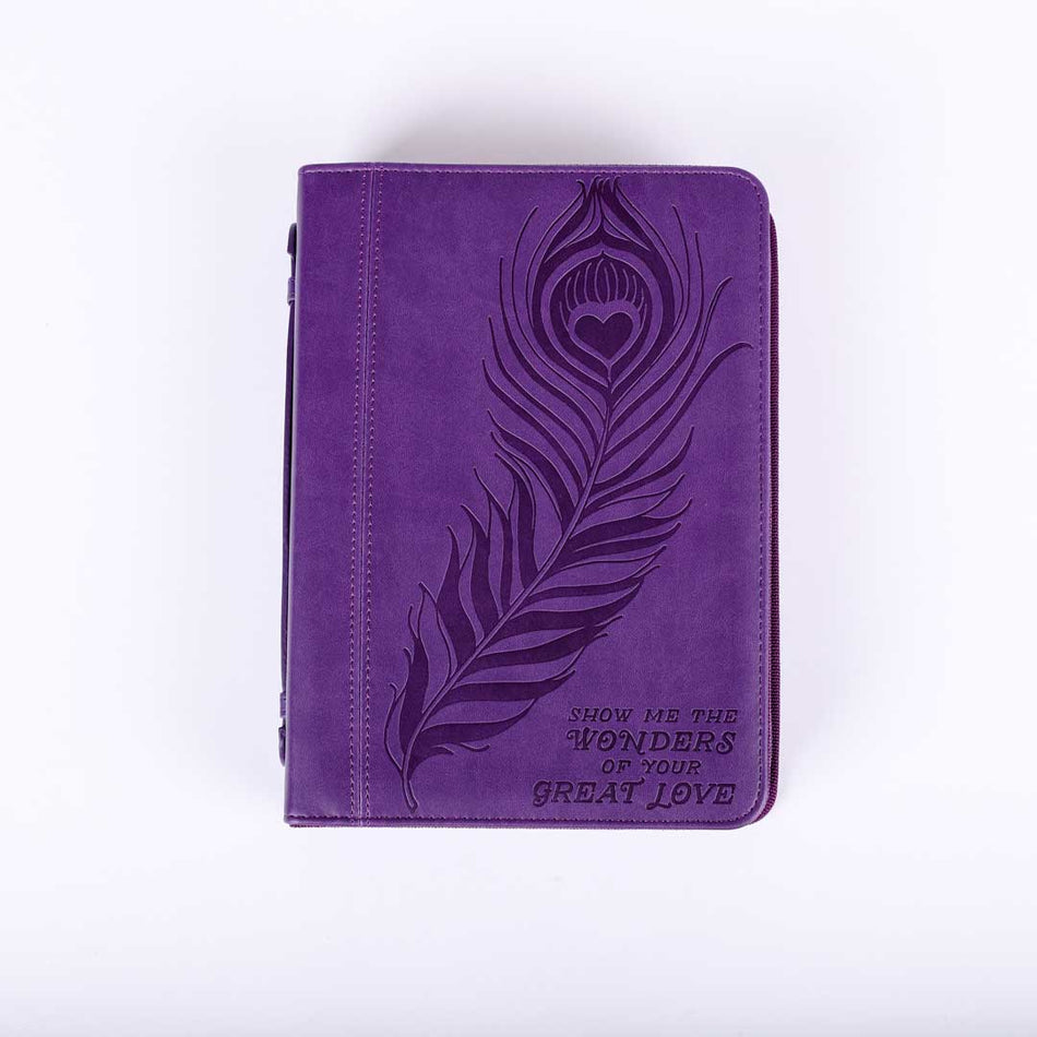 Bible Cover Imitation Leather Great Love Purple L