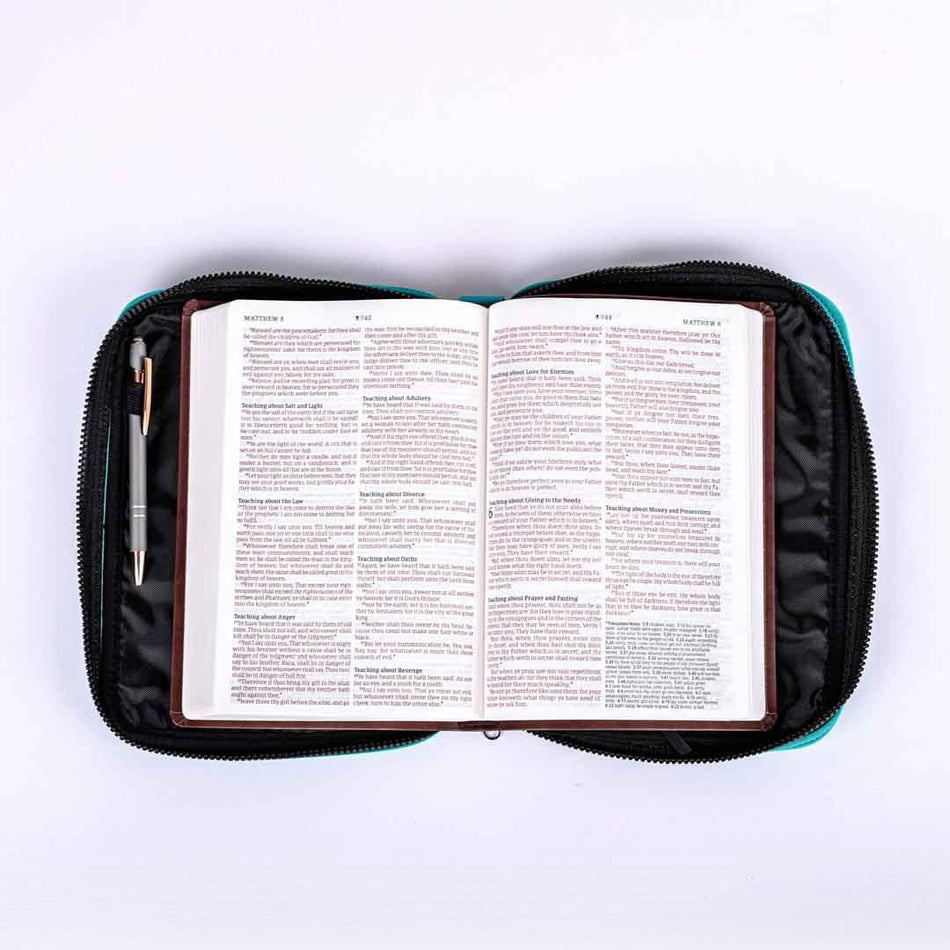 Teal Neoprene Bible Cover - Medium by Swanson Christian Products, product view 2