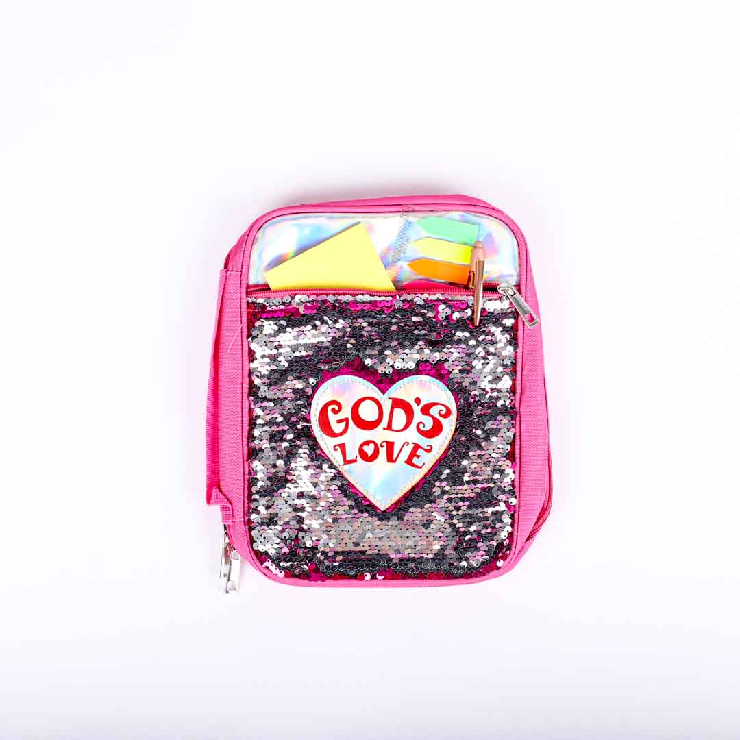 BIBLE COVER SEQUIN GODS LOVE M
