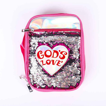 BIBLE COVER SEQUIN GODS LOVE L