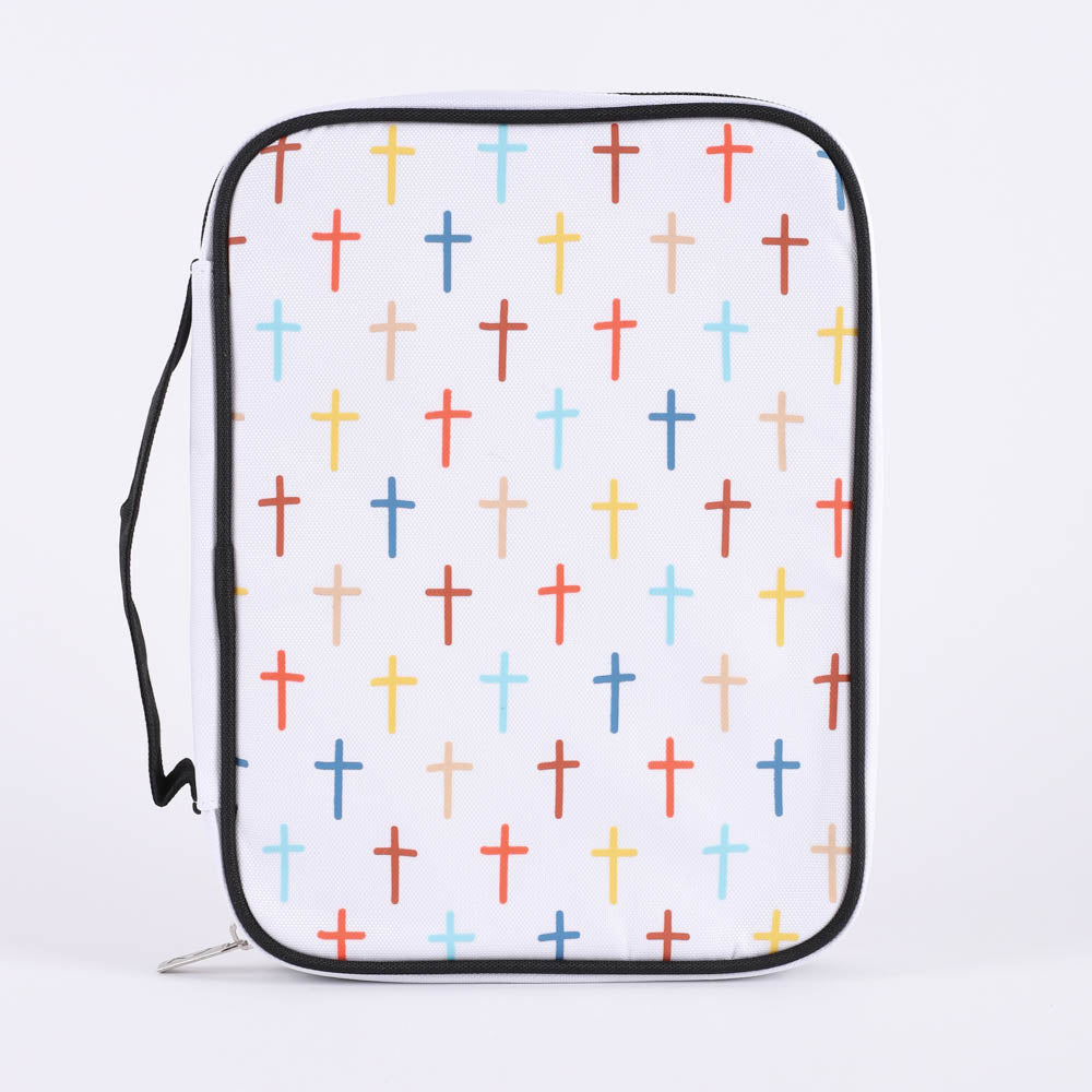 BIBLE COVER CANVAS COLORFUL CROSSES L