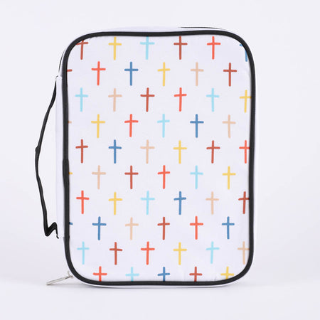 BIBLE COVER CANVAS COLORFUL CROSSES L