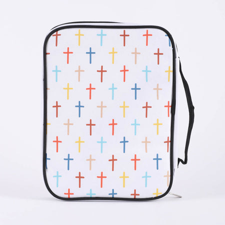 BIBLE COVER CANVAS COLORFUL CROSSES L