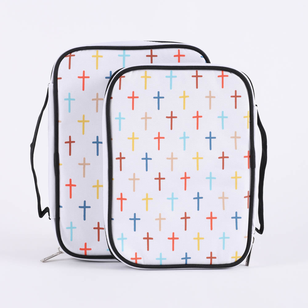 BIBLE COVER CANVAS COLORFUL CROSSES L