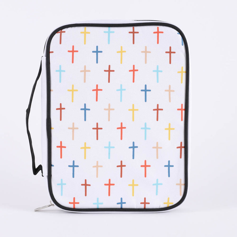 BIBLE COVER CANVAS COLORFUL CROSSES M