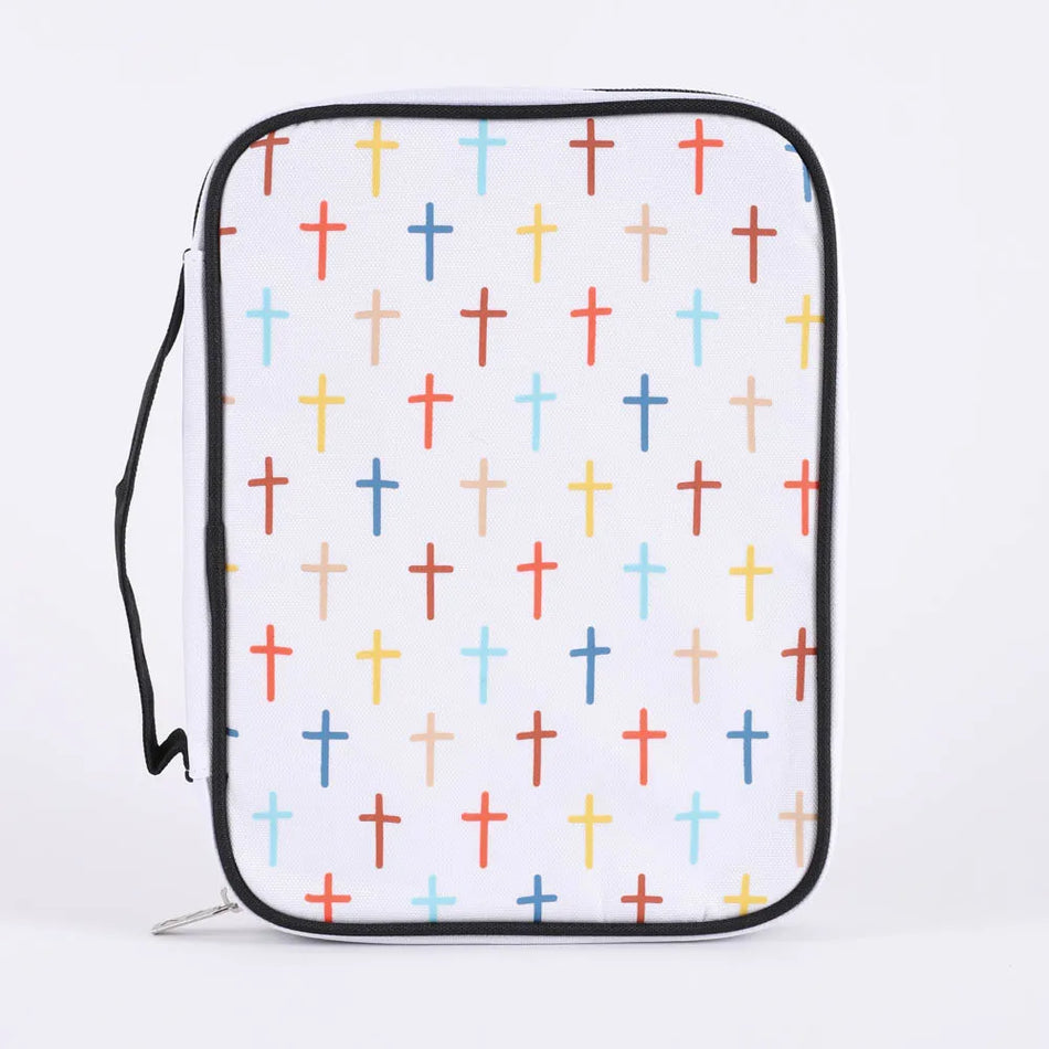 Canvas Bible Cover – Colorful Crosses – M