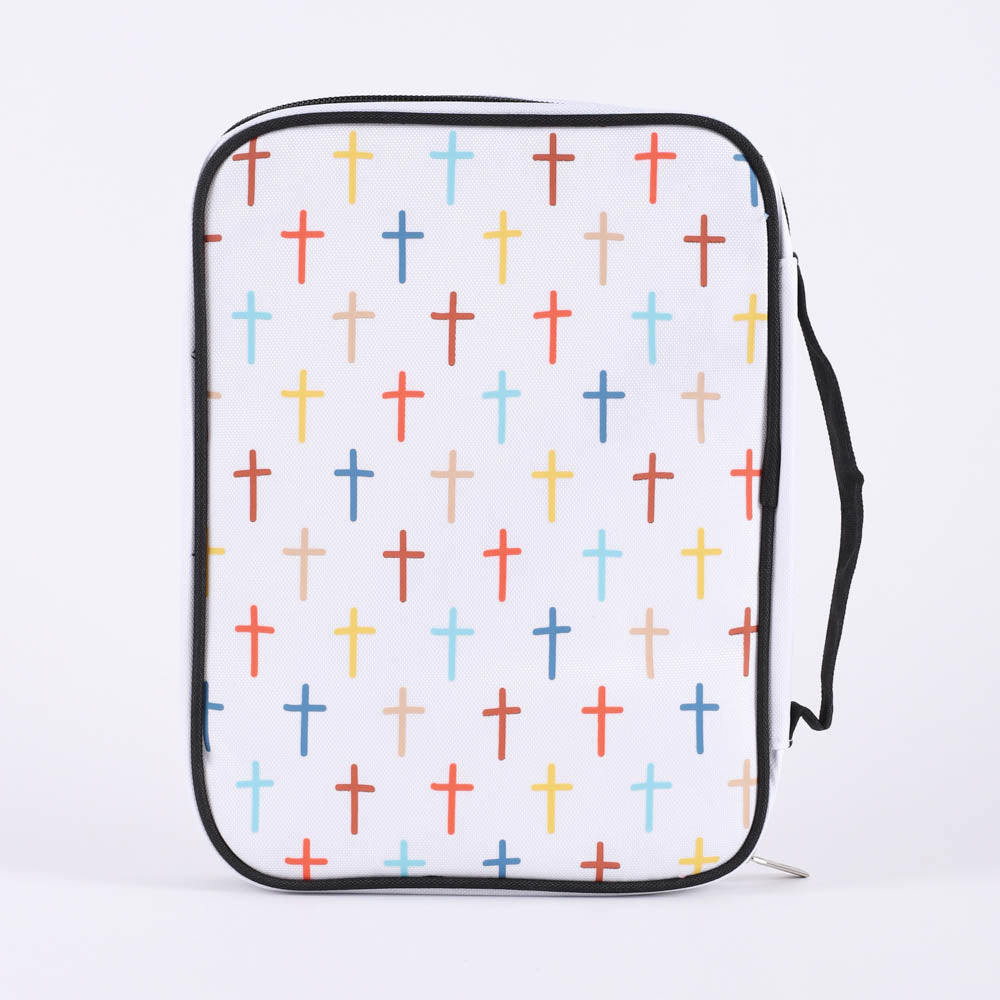 BIBLE COVER CANVAS COLORFUL CROSSES M