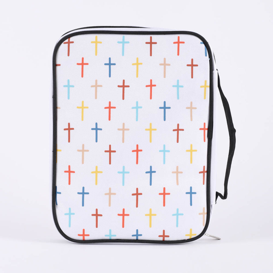 BIBLE COVER CANVAS COLORFUL CROSSES M