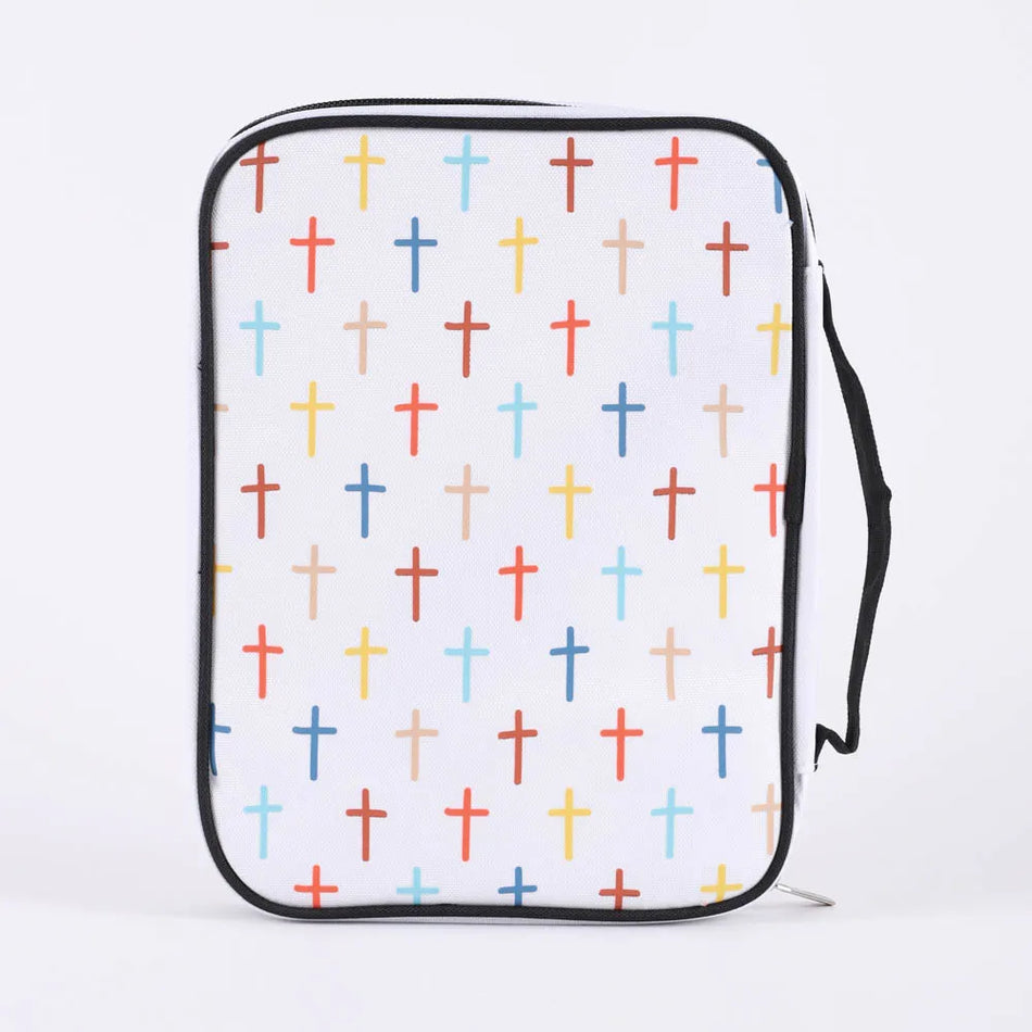 Canvas Bible Cover – Colorful Crosses – M