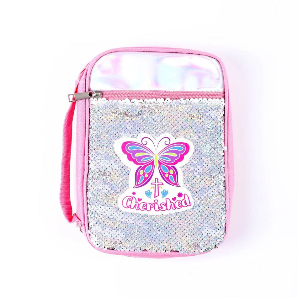 Canvas Bible Cover with Reversible Sequins – Cherished – L
