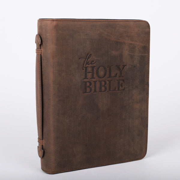 BIBLE COVER LEATHER HOLY BIBLE BROWN L