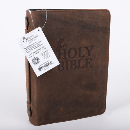 BIBLE COVER LEATHER HOLY BIBLE BROWN L