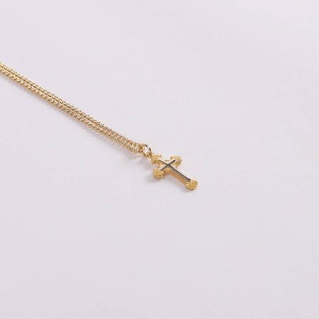 NECKLACE 2 TONE ORNATE CROSS GOLD OVER STERLING 18"