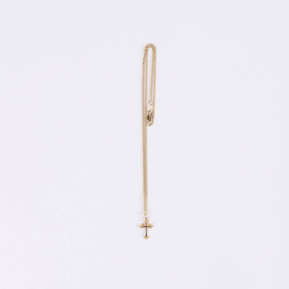 NECKLACE 2 TONE ORNATE CROSS GOLD OVER STERLING 18"