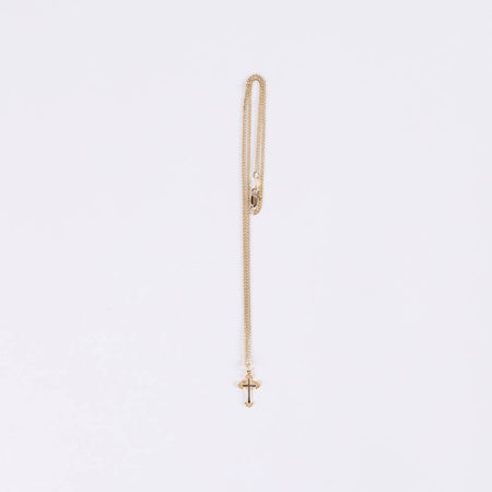 NECKLACE 2 TONE ORNATE CROSS GOLD OVER STERLING 18"