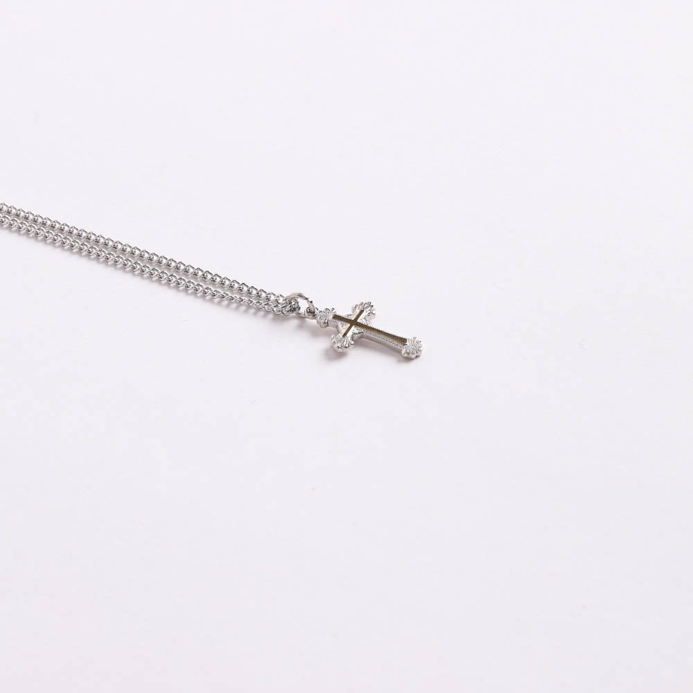 NECKLACE 2 TONE CROSS STERLING 16-17"