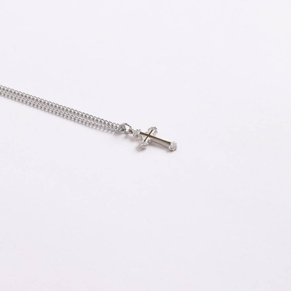 NECKLACE 2 TONE CROSS STERLING 16-17"