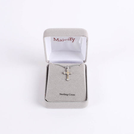 NECKLACE 2 TONE CROSS STERLING 16-17"