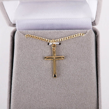 NECKLACE CROSS GOLD OVER STERLING 18"