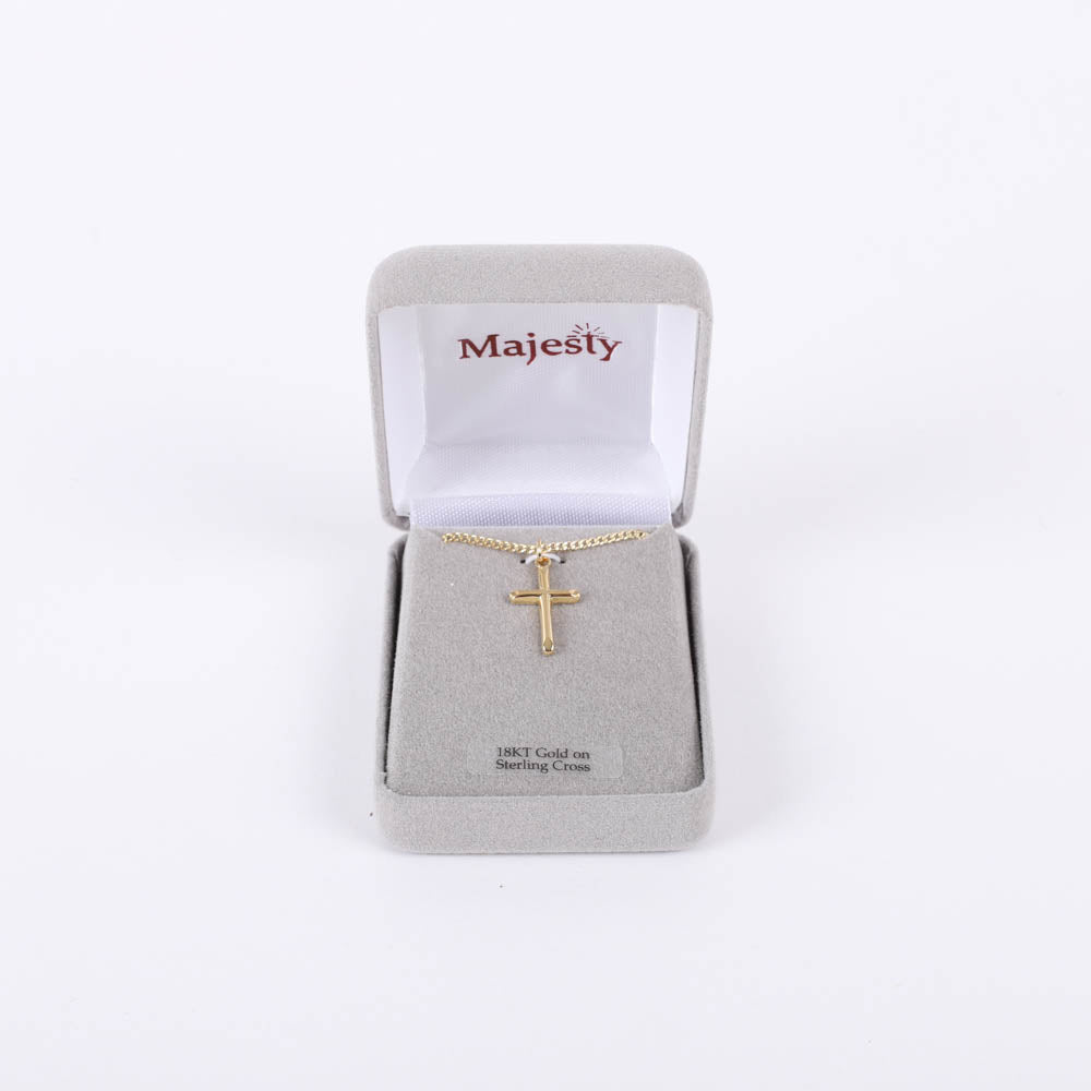 NECKLACE CROSS GOLD OVER STERLING 18"