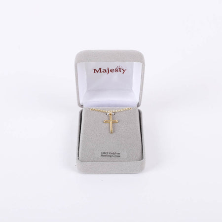 NECKLACE CROSS GOLD OVER STERLING 18"