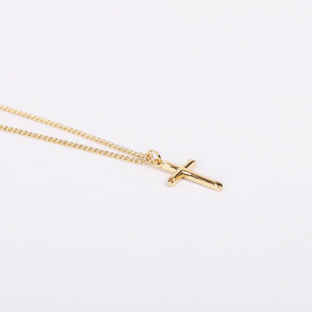 NECKLACE CROSS GOLD OVER STERLING 18"