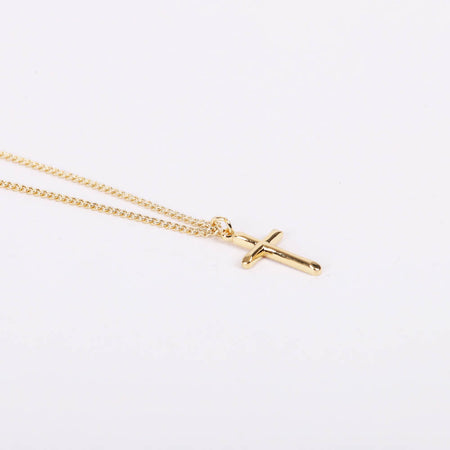 NECKLACE CROSS GOLD OVER STERLING 18"