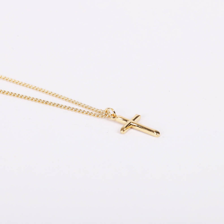 NECKLACE CROSS GOLD OVER STERLING 18"