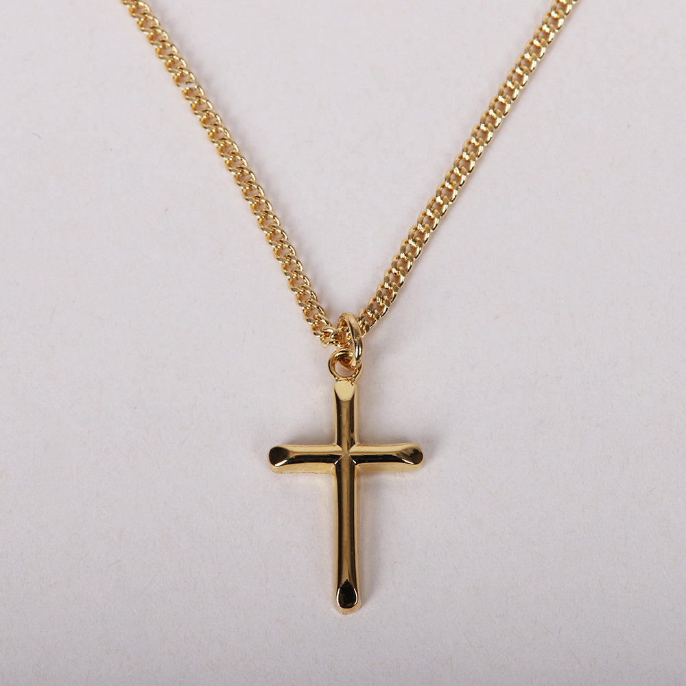 NECKLACE CROSS GOLD OVER STERLING 18"