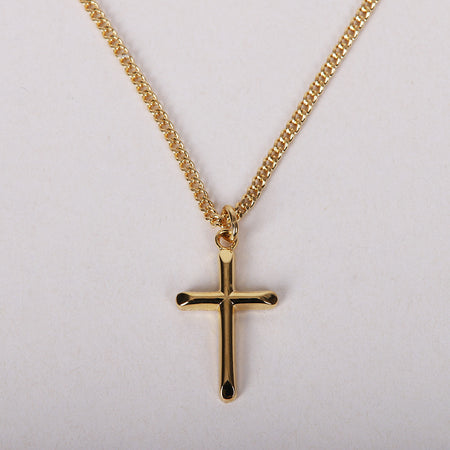 NECKLACE CROSS GOLD OVER STERLING 18"