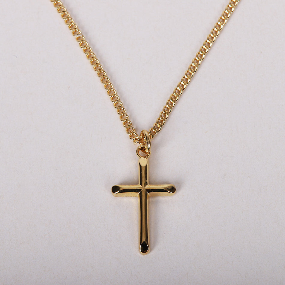 NECKLACE CROSS GOLD OVER STERLING 18"