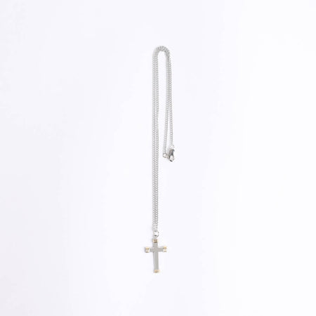 NECKLACE CROSS GOLD TIPS STERLING 18"
