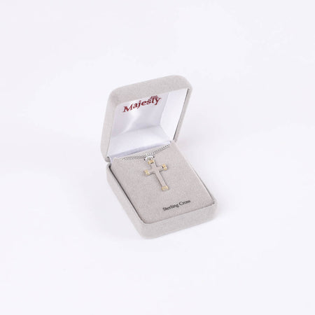 NECKLACE CROSS GOLD TIPS STERLING 18"