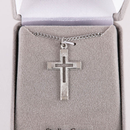 NECKLACE CUT OUT CROSS STERLING 18"