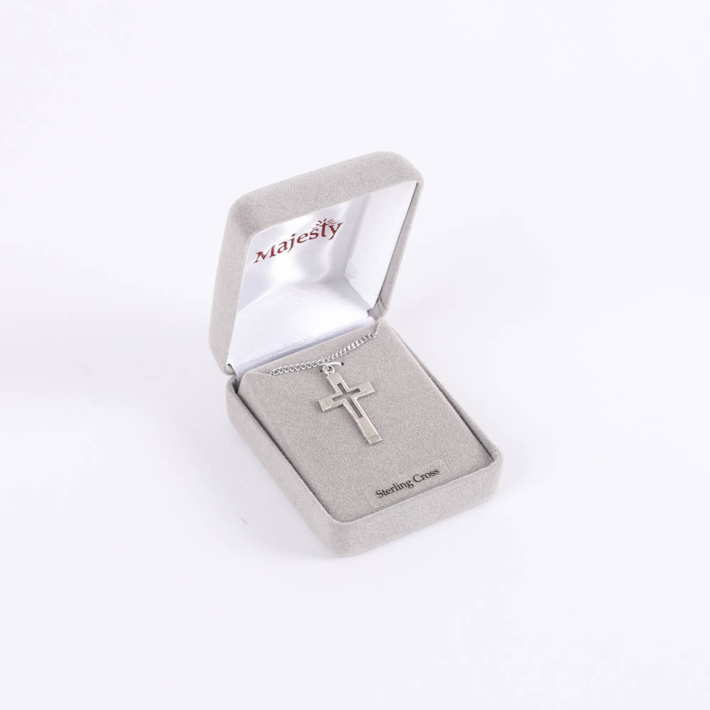 NECKLACE CUT OUT CROSS STERLING 18"