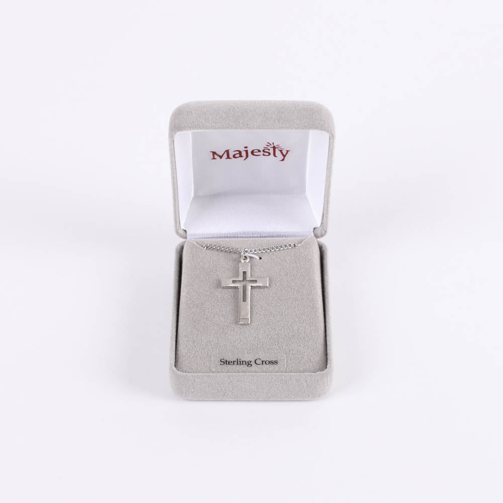 NECKLACE CUT OUT CROSS STERLING 18"