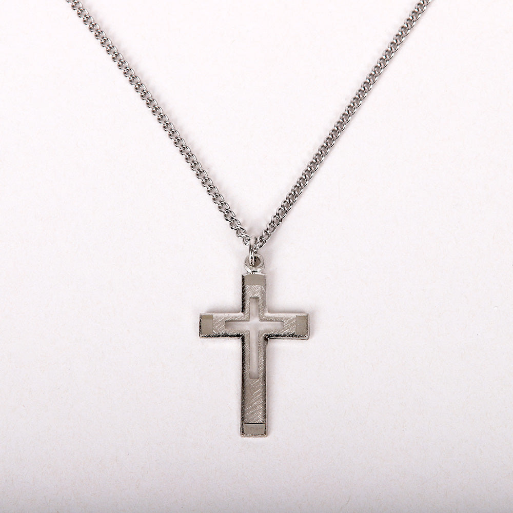 NECKLACE CUT OUT CROSS STERLING 18"
