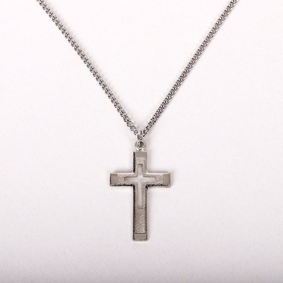 NECKLACE CUT OUT CROSS STERLING 18"