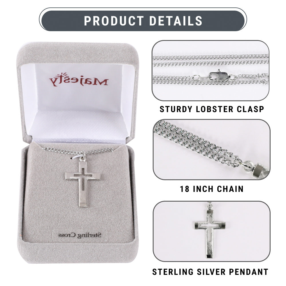 NECKLACE CUT OUT CROSS STERLING 18"
