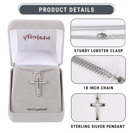 NECKLACE CUT OUT CROSS STERLING 18"