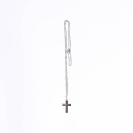 NECKLACE CROSS W/BLACK FILL STERLING 18"
