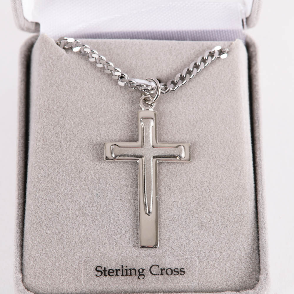 NECKLACE CROSS W/NAIL STERLING 24"