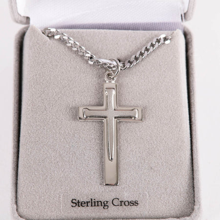 NECKLACE CROSS W/NAIL STERLING 24"